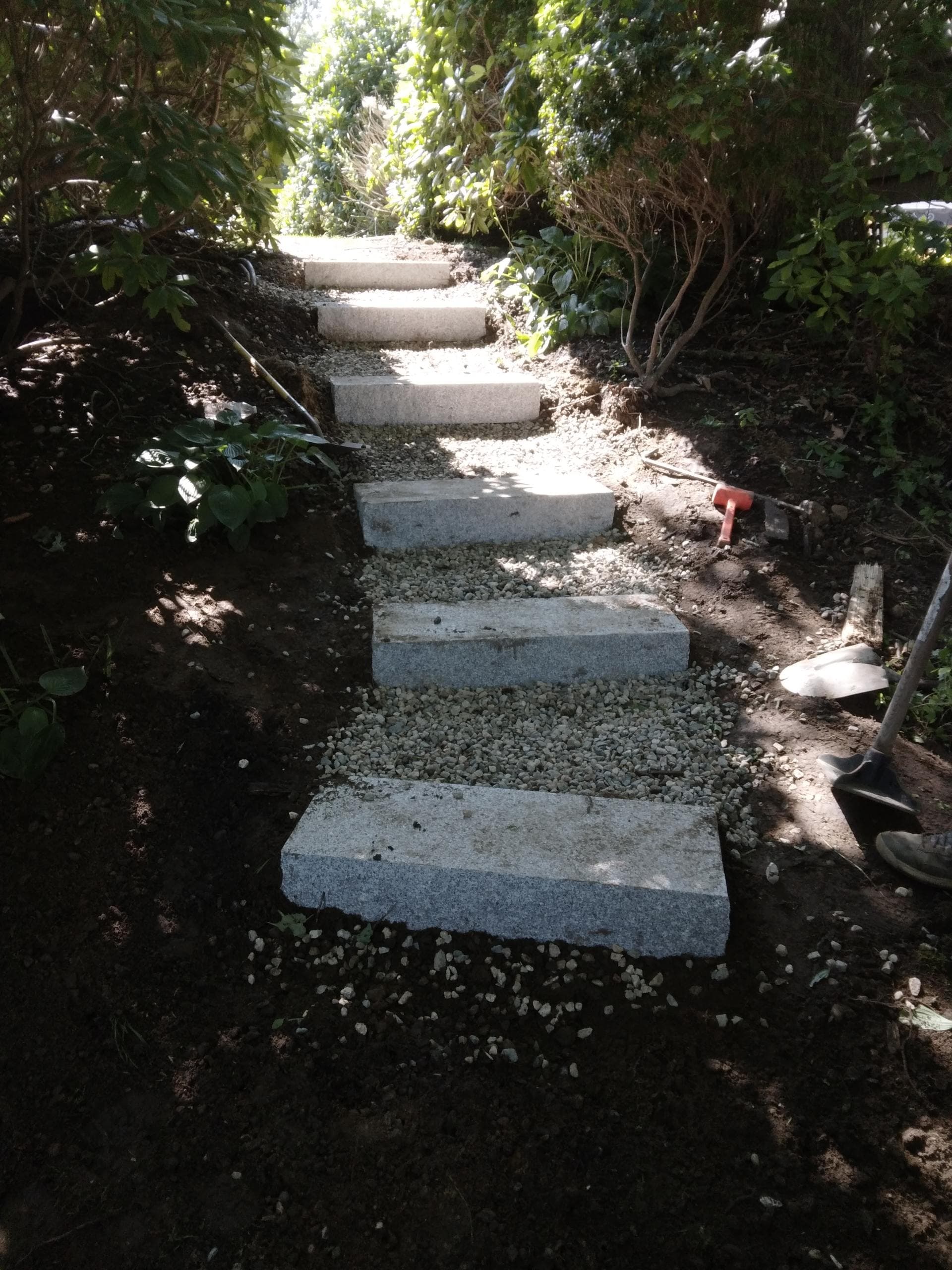Granite Steps Transform Backyard Pathway image